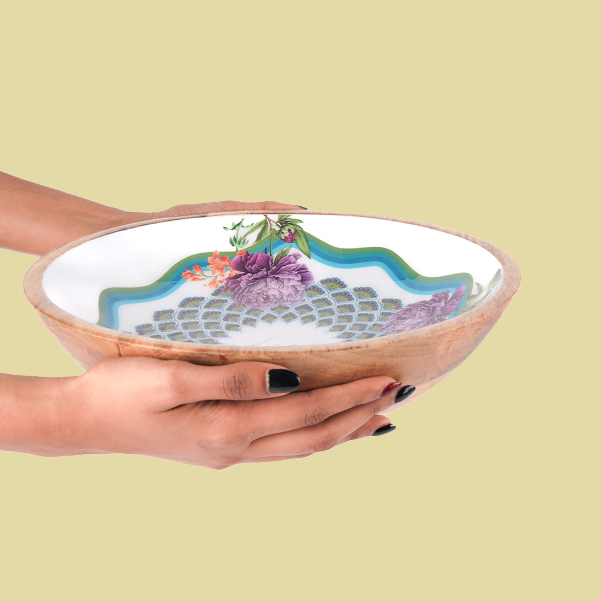 Mexican Wooden Salad Bowl with spoon & fork