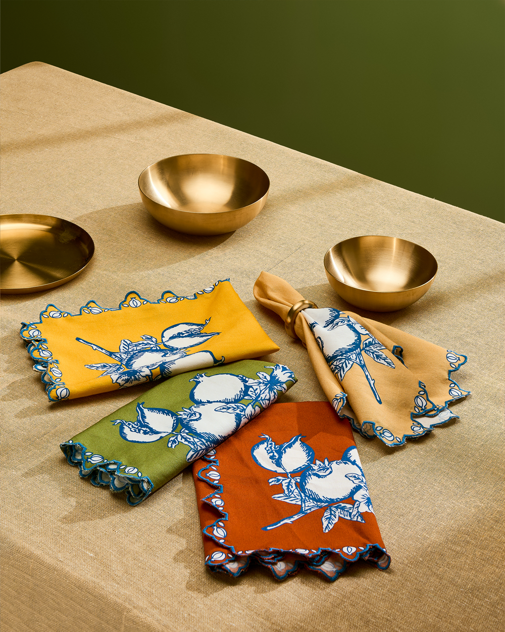 Chettinad Table Napkin- Taupe & Teal Blue