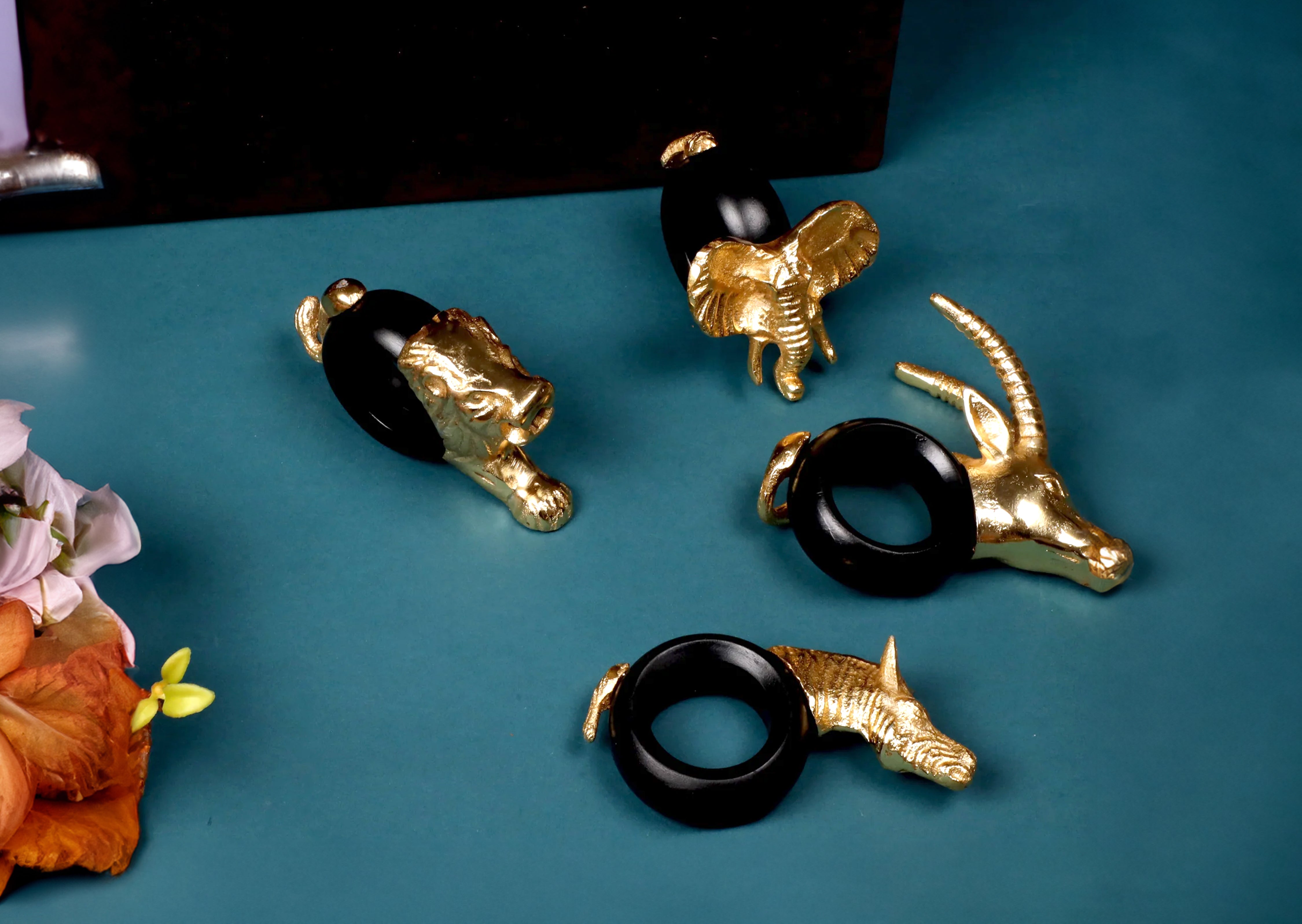 Safari Napkin Ring Duo gift Set(Elephant & Zebra)