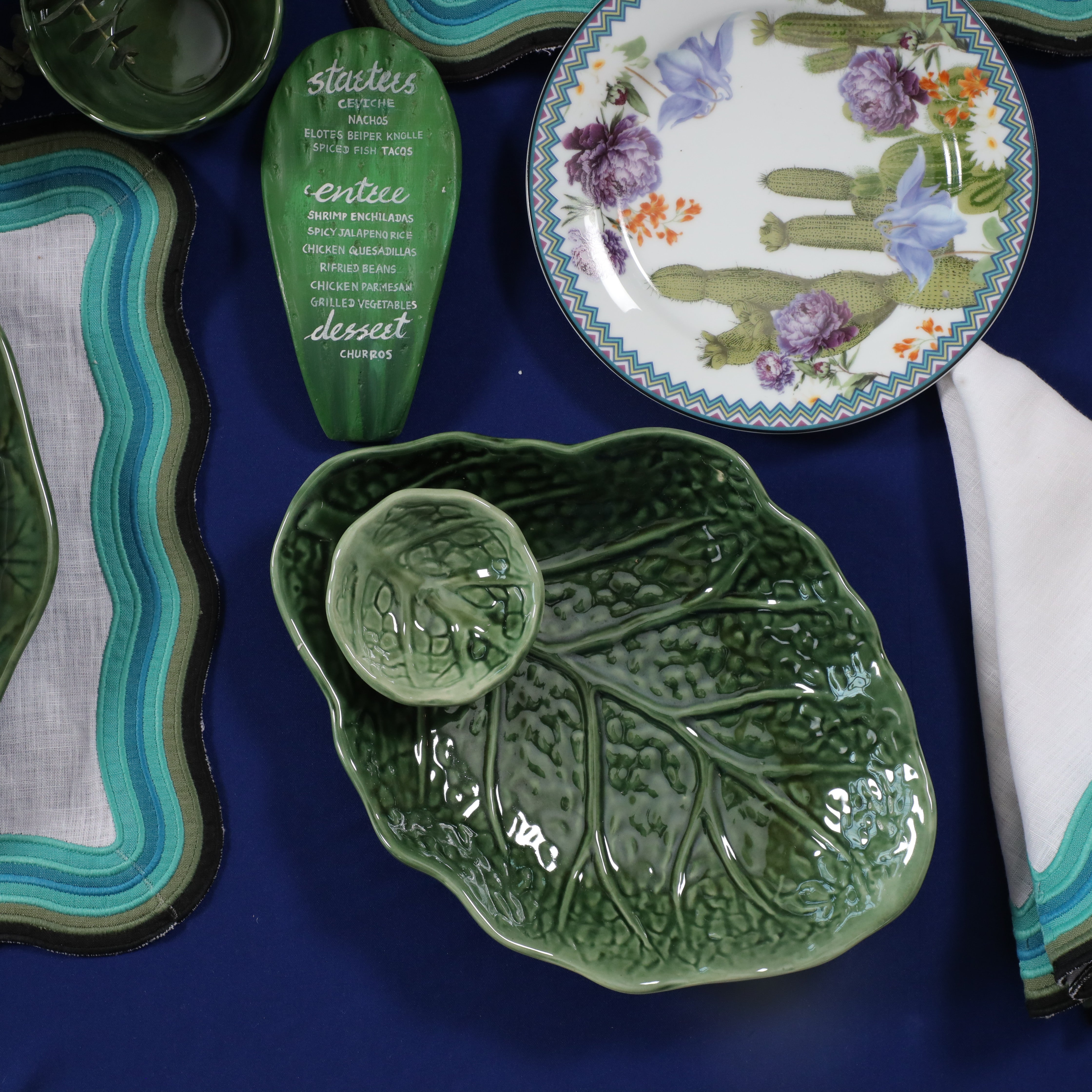 Mexican leaf shaped dip platter