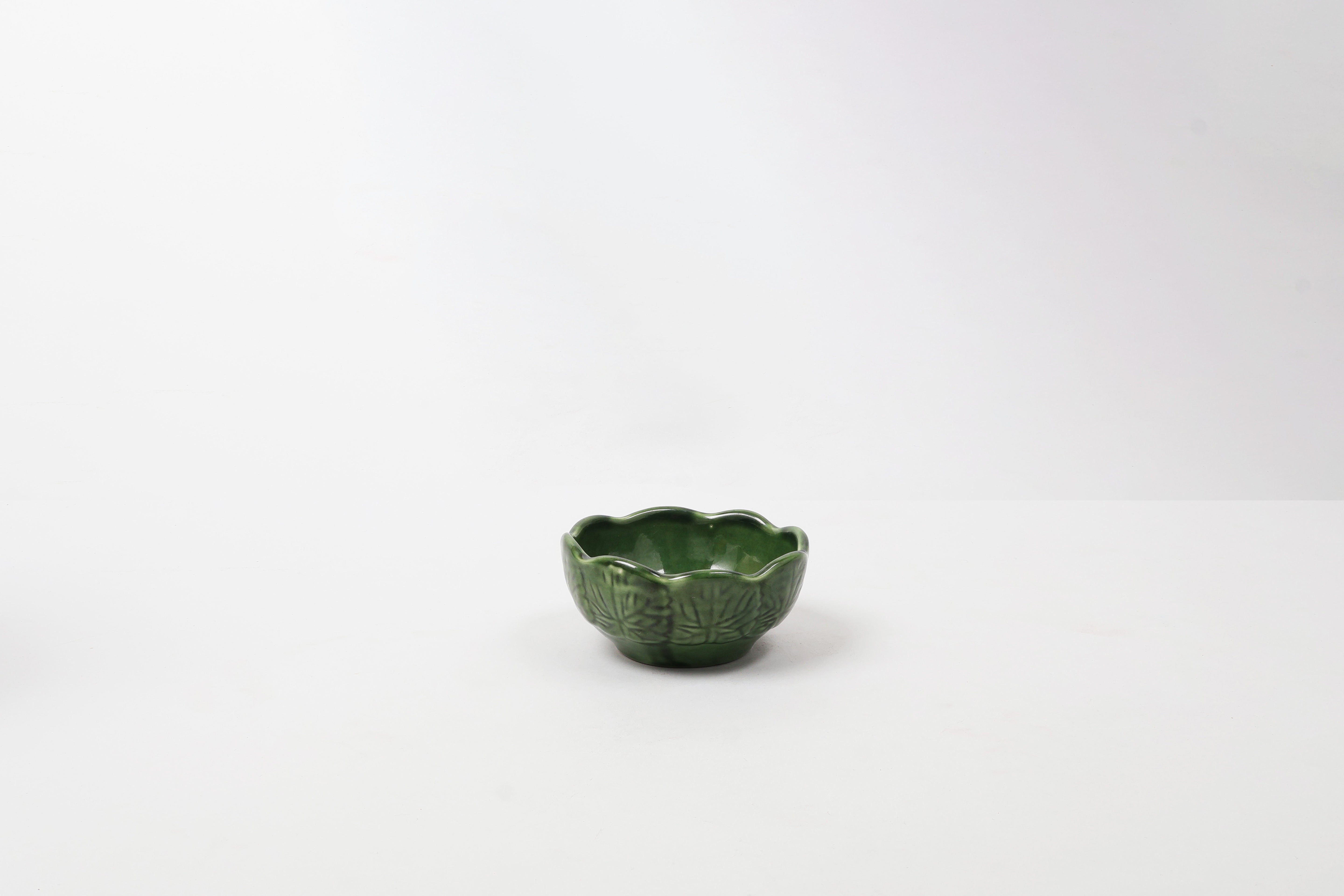 Mexican clay green side katori 4"