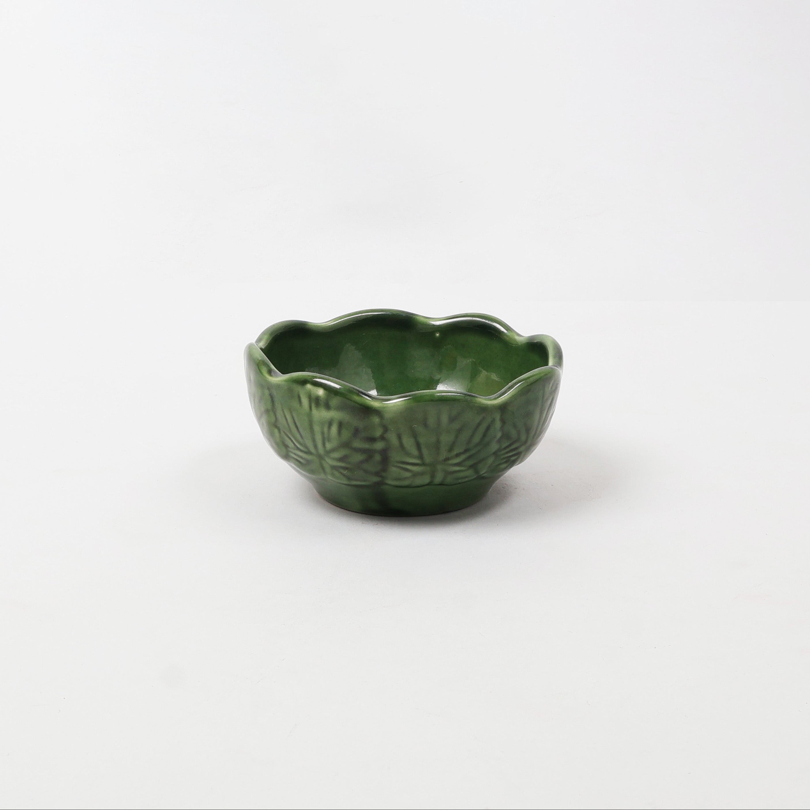 Mexican clay green side katori 4"