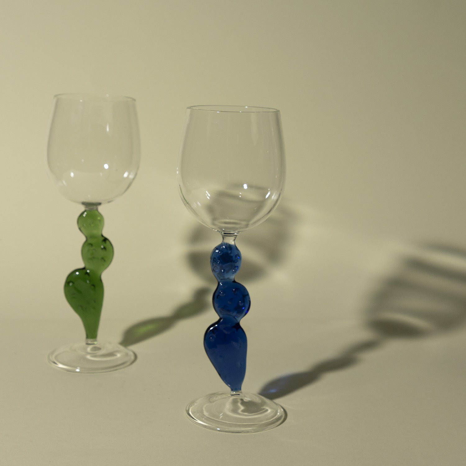 Mexican Wine Glass with Blue Cactus