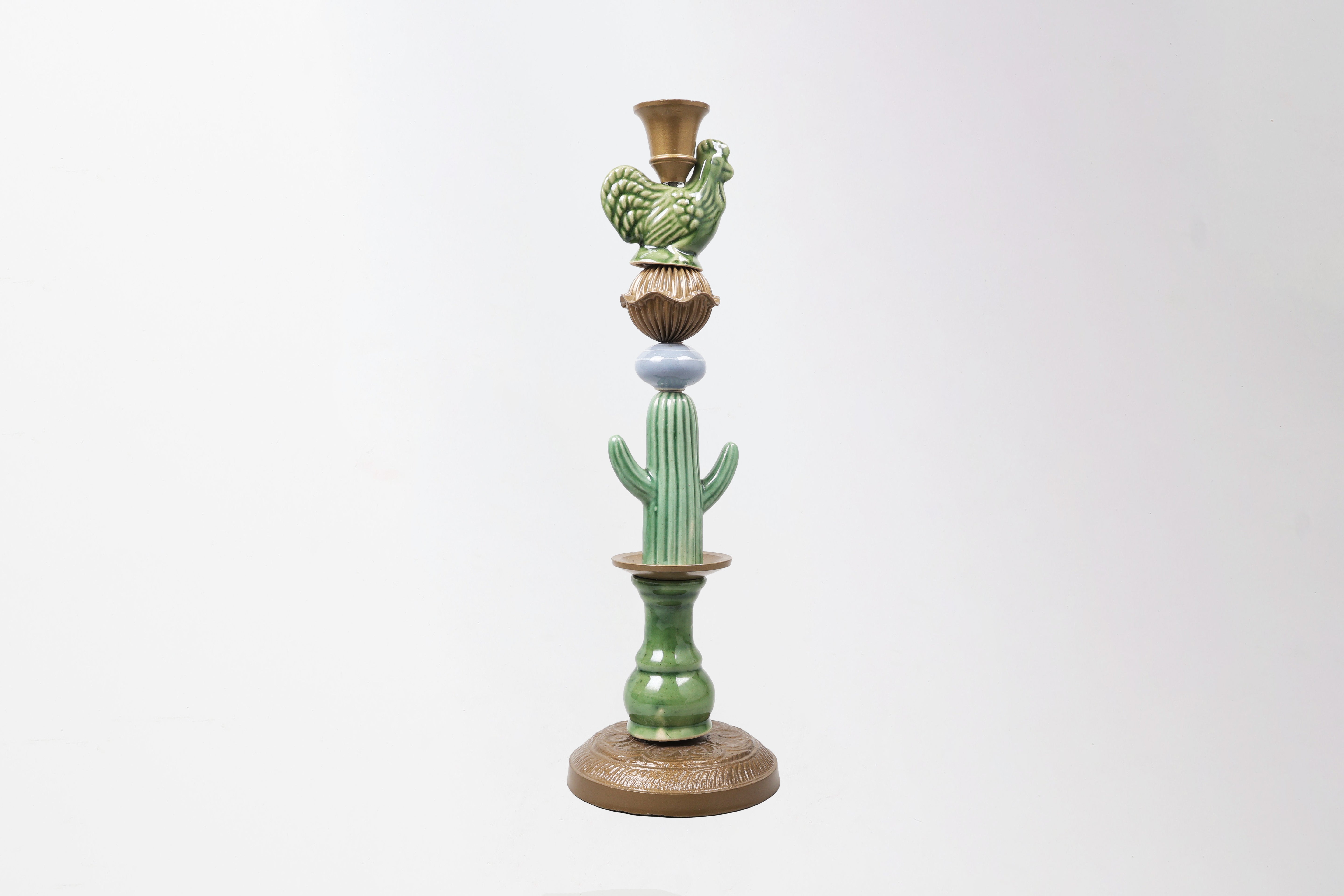 Mexican Porcelain Single Candle Stand