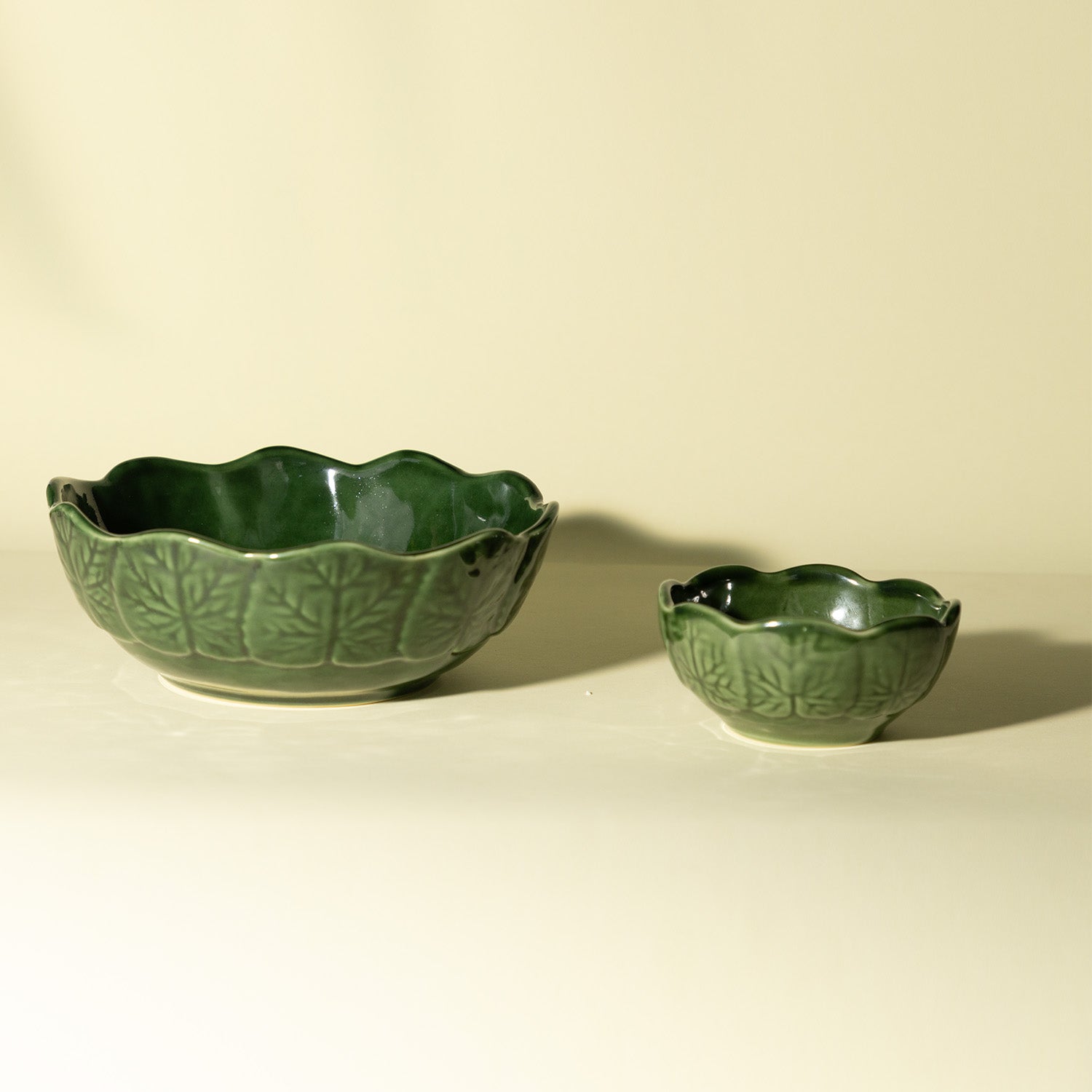 Mexican clay green side katori 4"