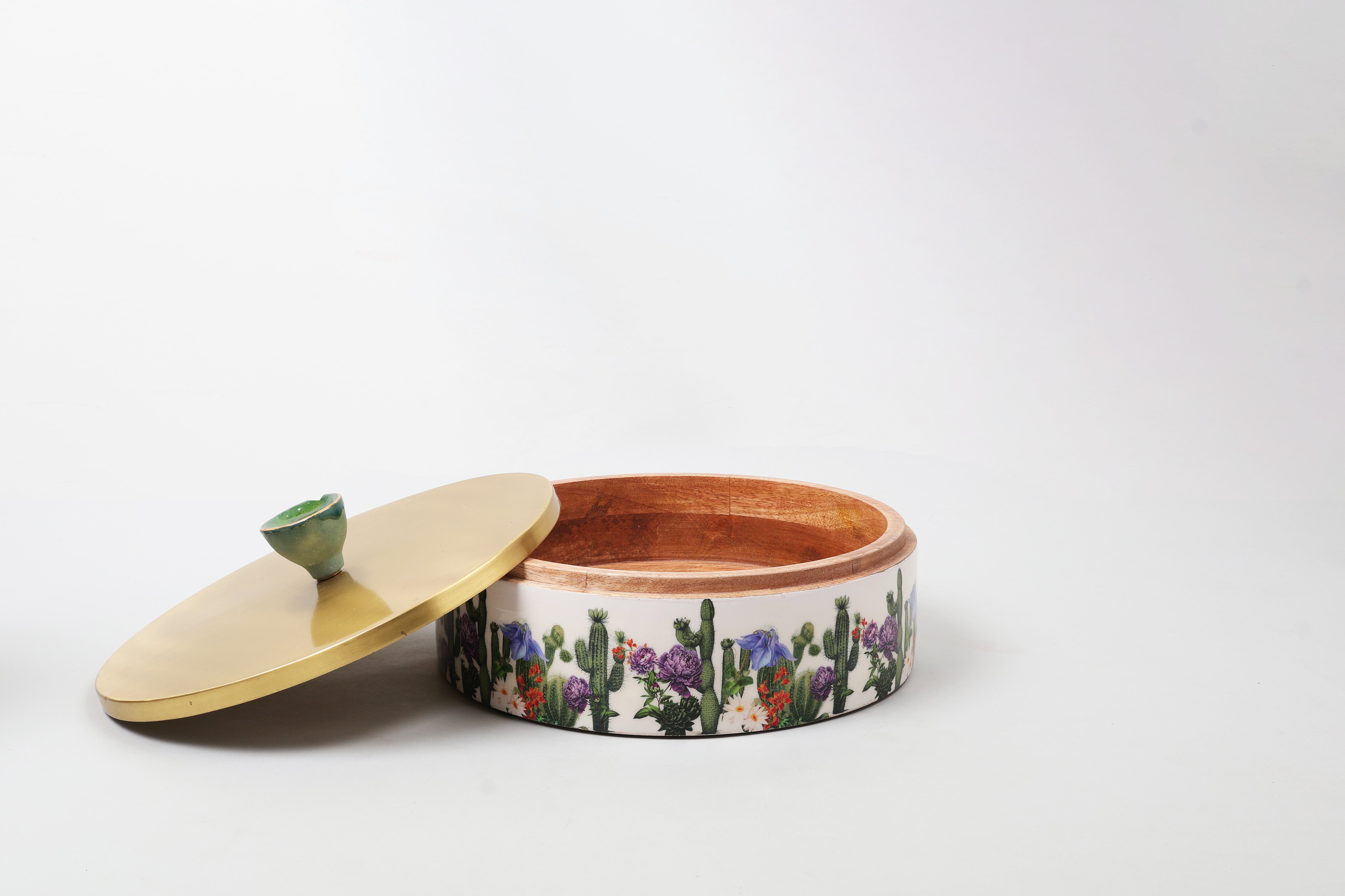 Mexican Wooden Roti Box with Metal Lid