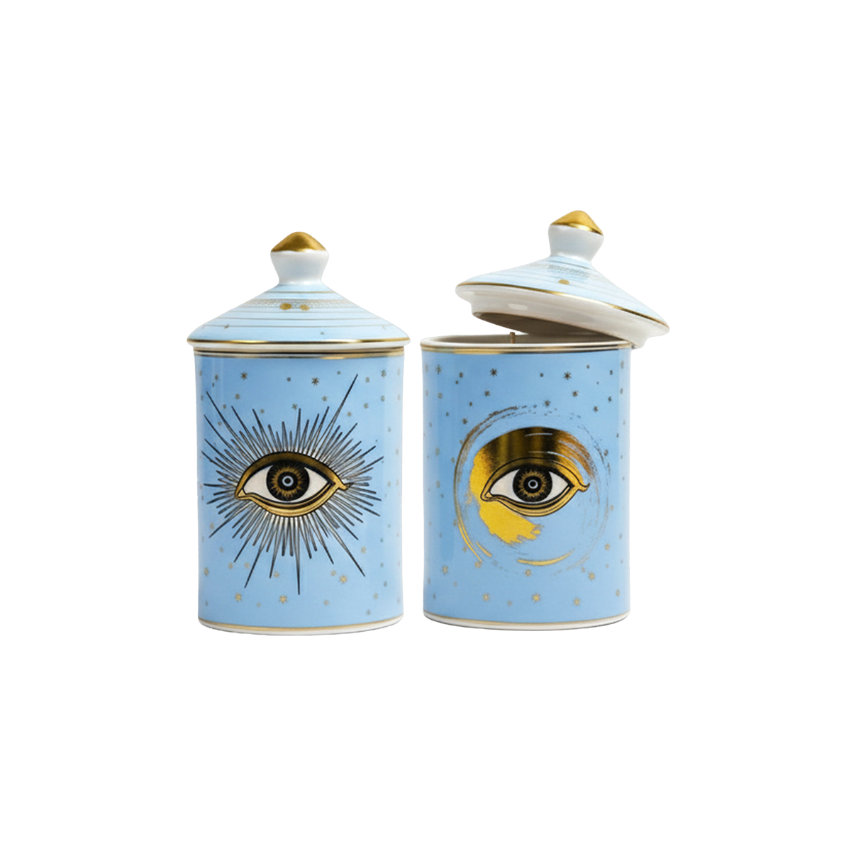 Evil Eye Candleholders- Light blue Set of 2