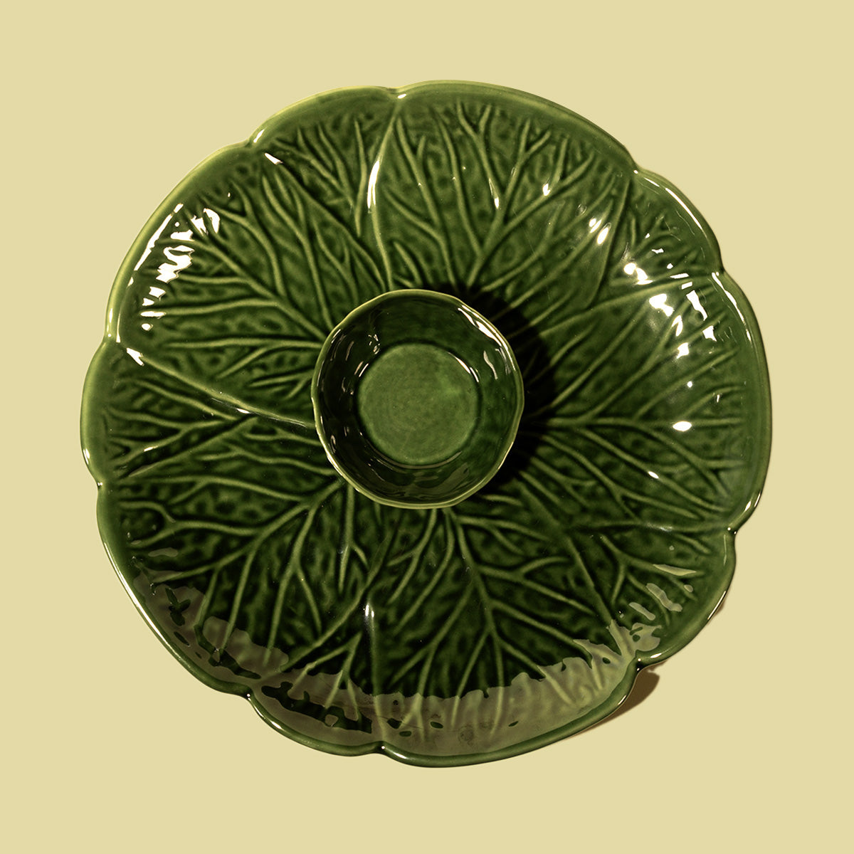 Mexican Clay Green Serving Dish with Dip