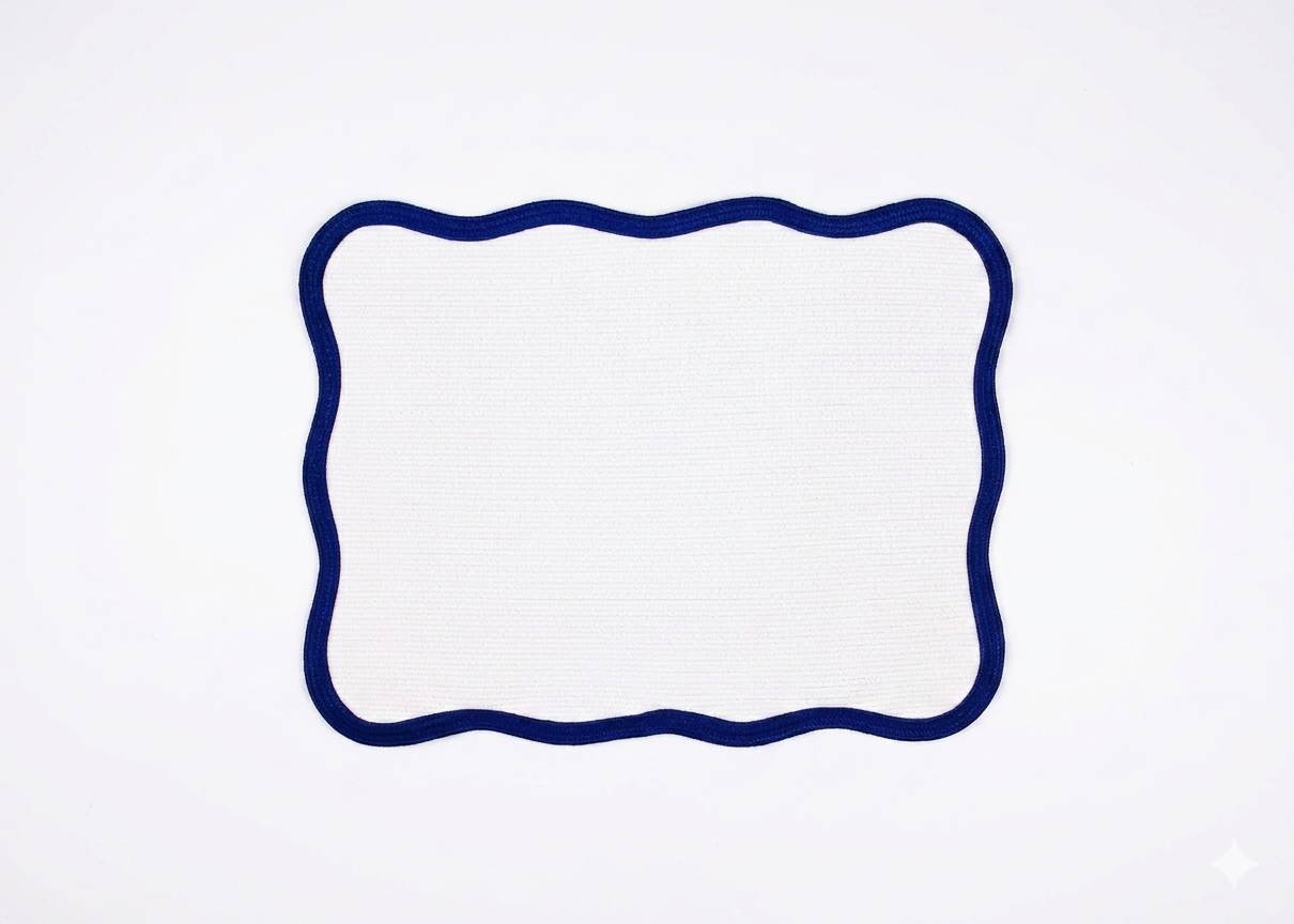 Scallop Blue Placemat & Table Napkin