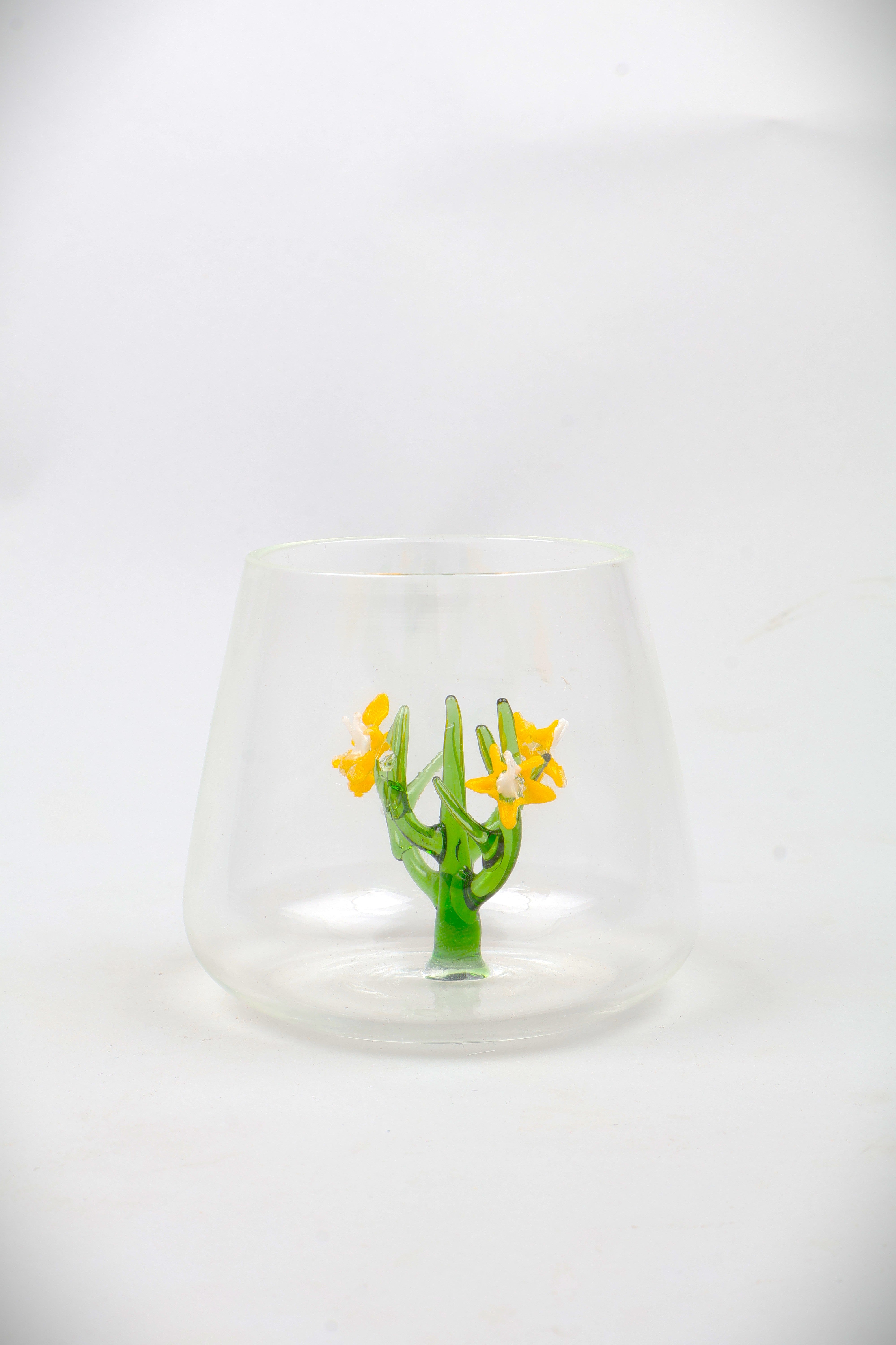 Jardin Drinking Glass Tumbler- Yellow