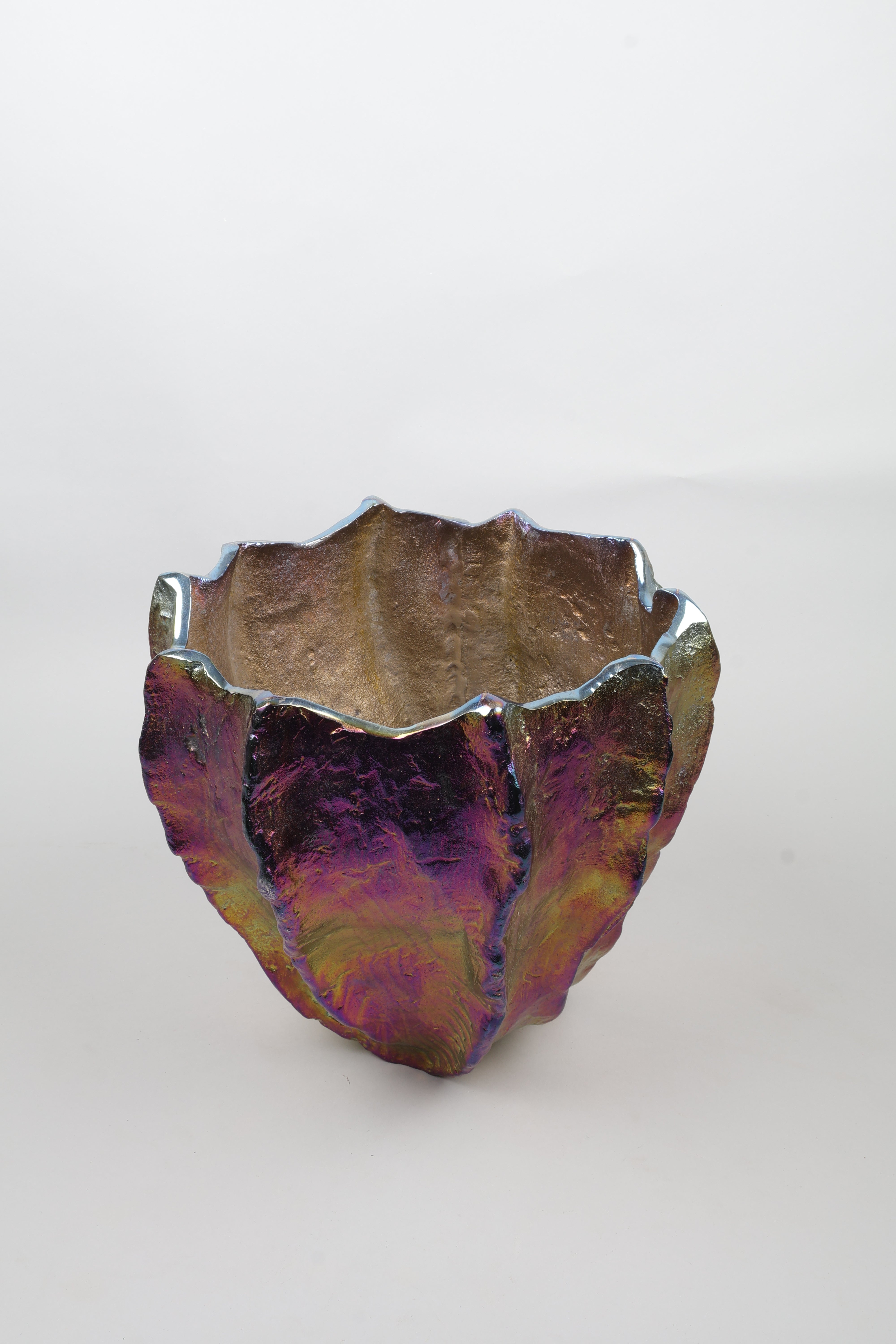 Mexican Iridescent Metal Chrome Finish Big Vase