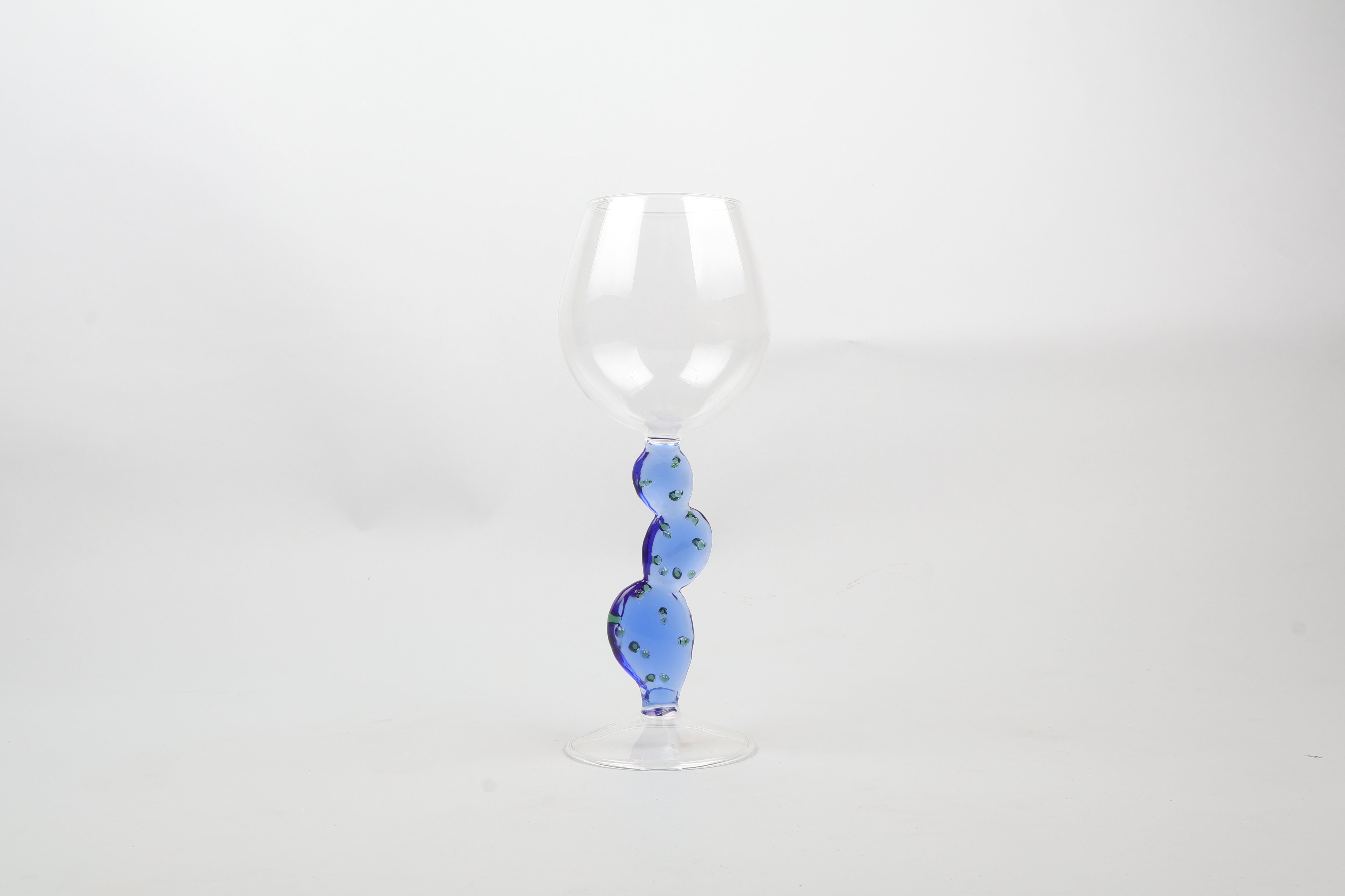Mexican Wine Glass with Blue Cactus