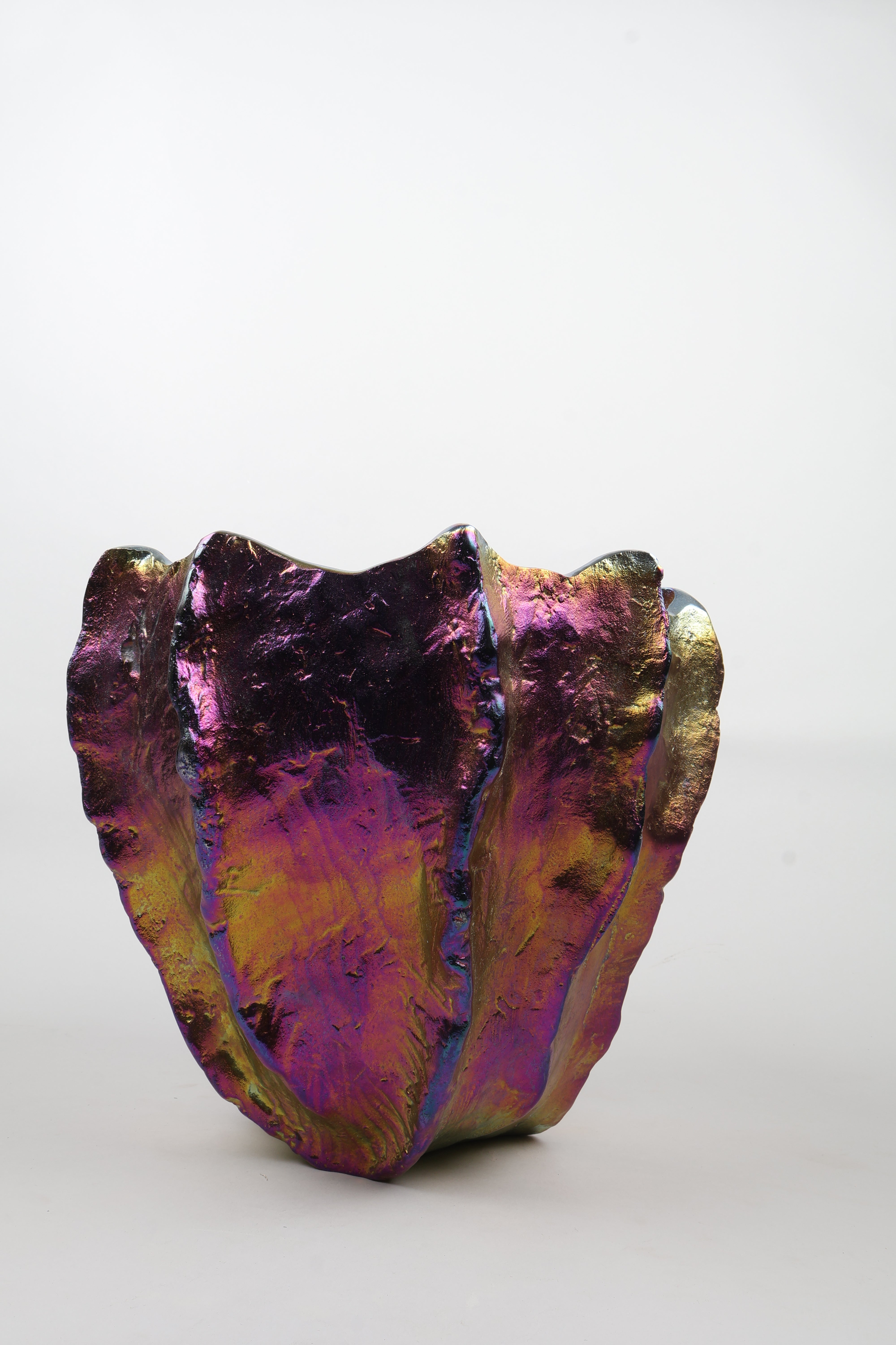 Mexican Iridescent Metal Chrome Finish Big Vase