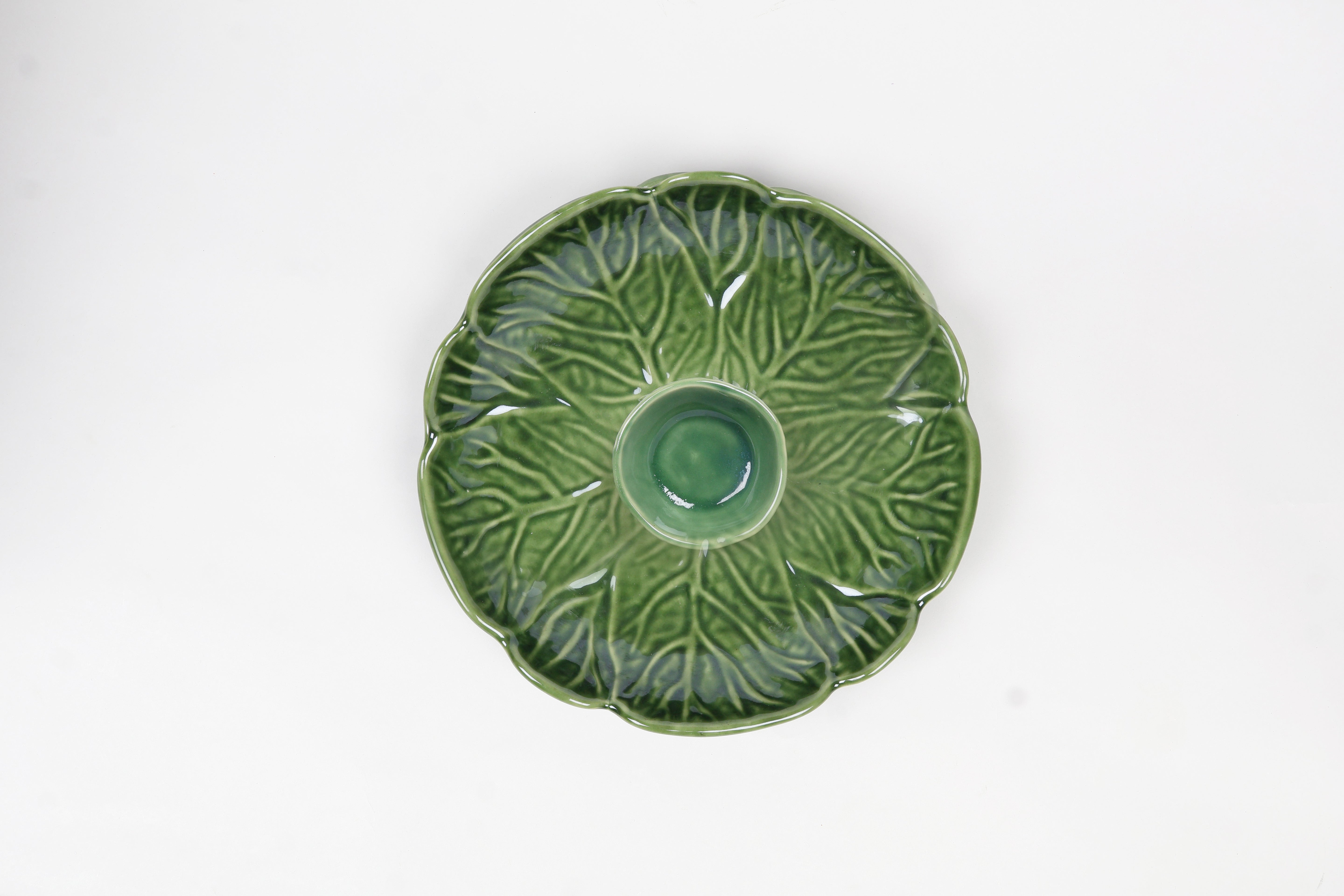 Mexican Clay Green Serving Dish with Rotating Base