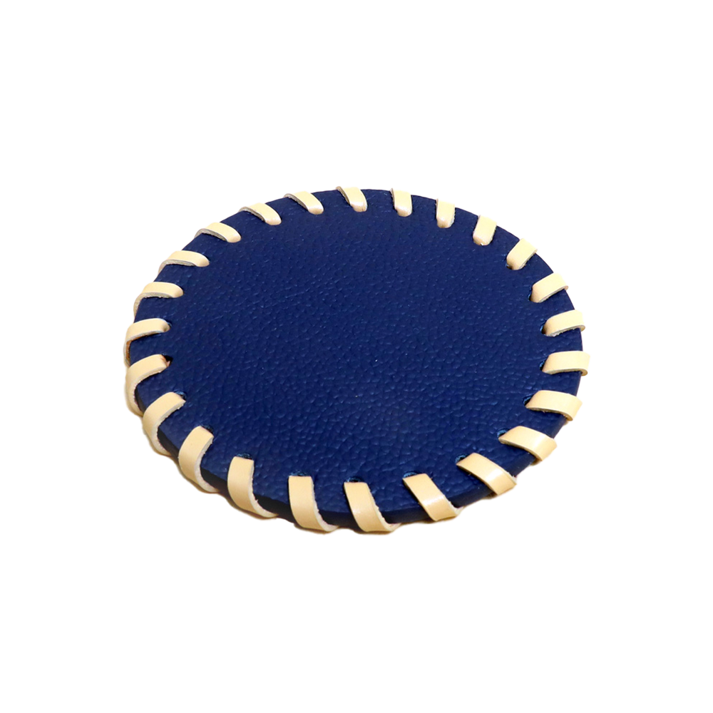 Jardin Leather Coaster Set of 4- Blue