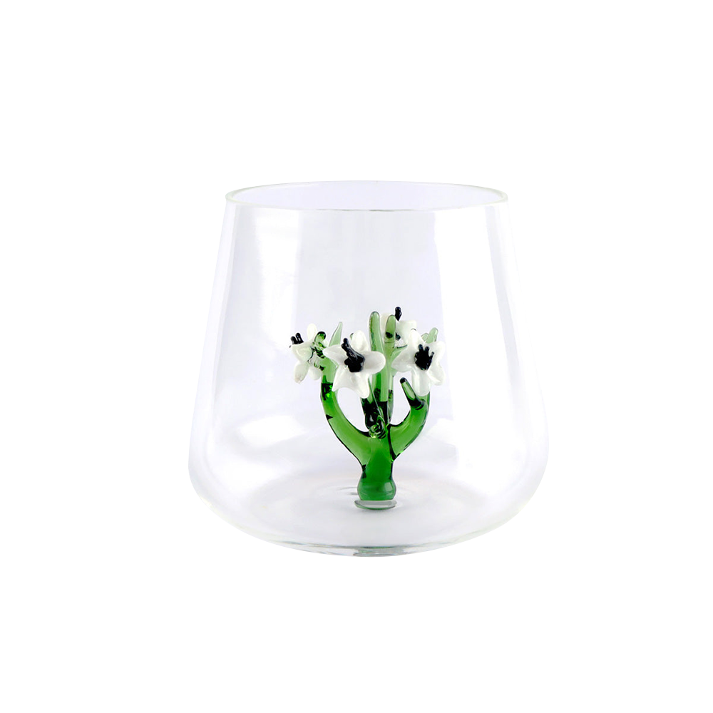 Jardin Drinking Glass Tumbler- White