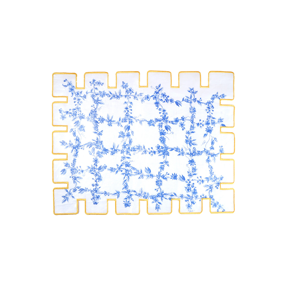 Jardin Linen Laminated Placemat- Yellow & Blue
