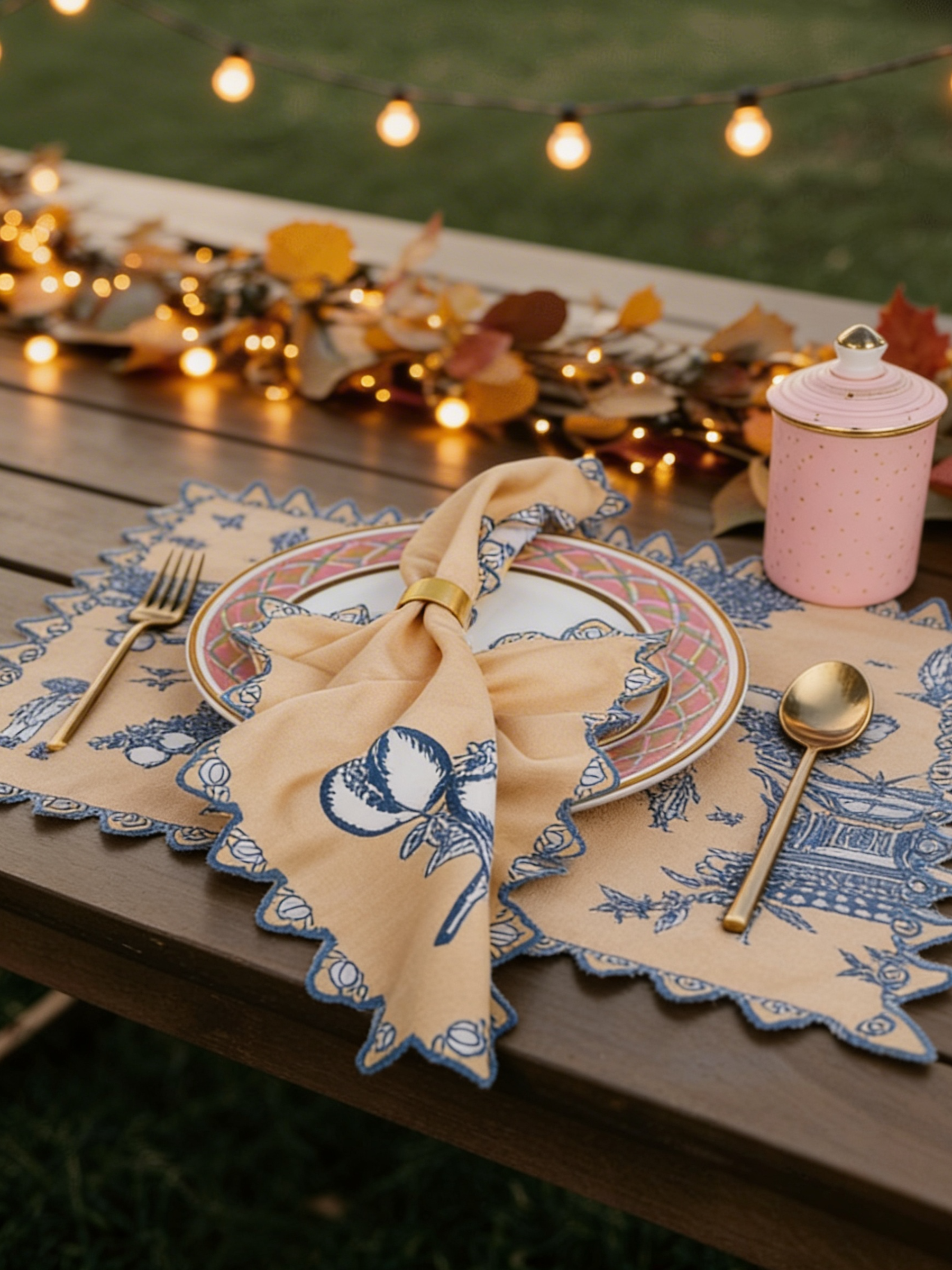 Chettinad Placemat- Taupe & Teal Blue