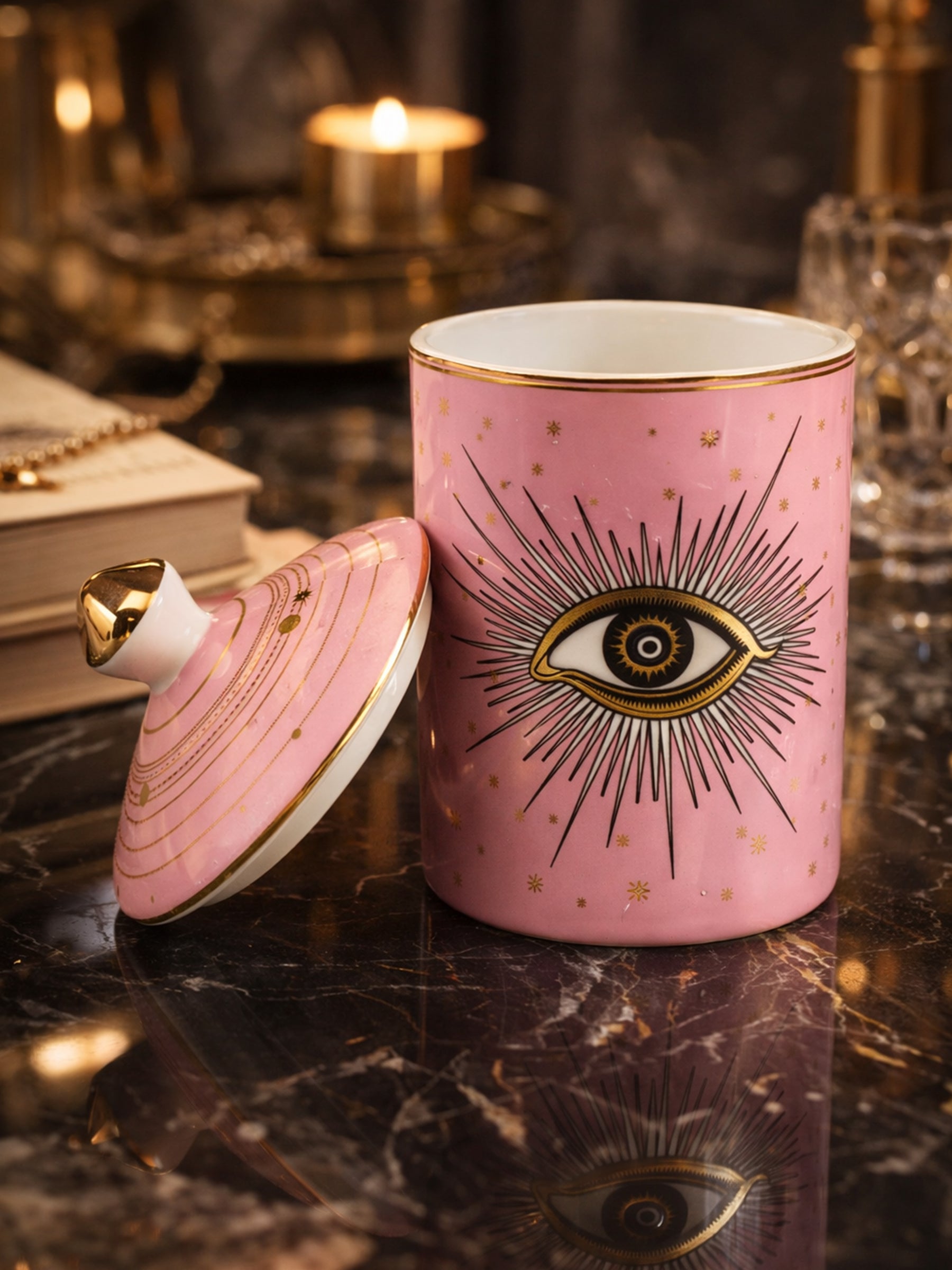 Evil eye candleholder- Pink Eye