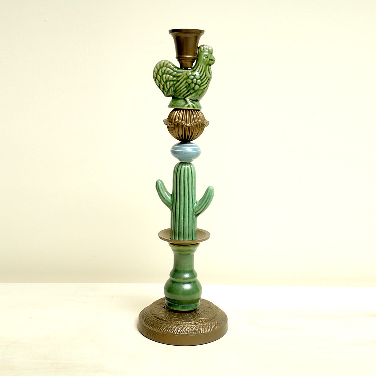 Mexican Porcelain Single Candle Stand