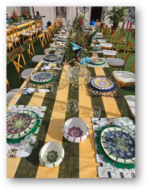 Jardin Linen Laminated Placemat- Blue & Green