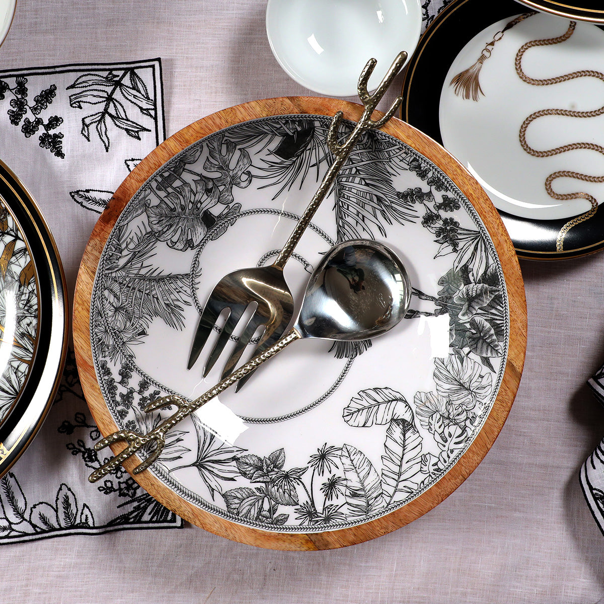 Safari Solid Wood Salad Bowl with fork