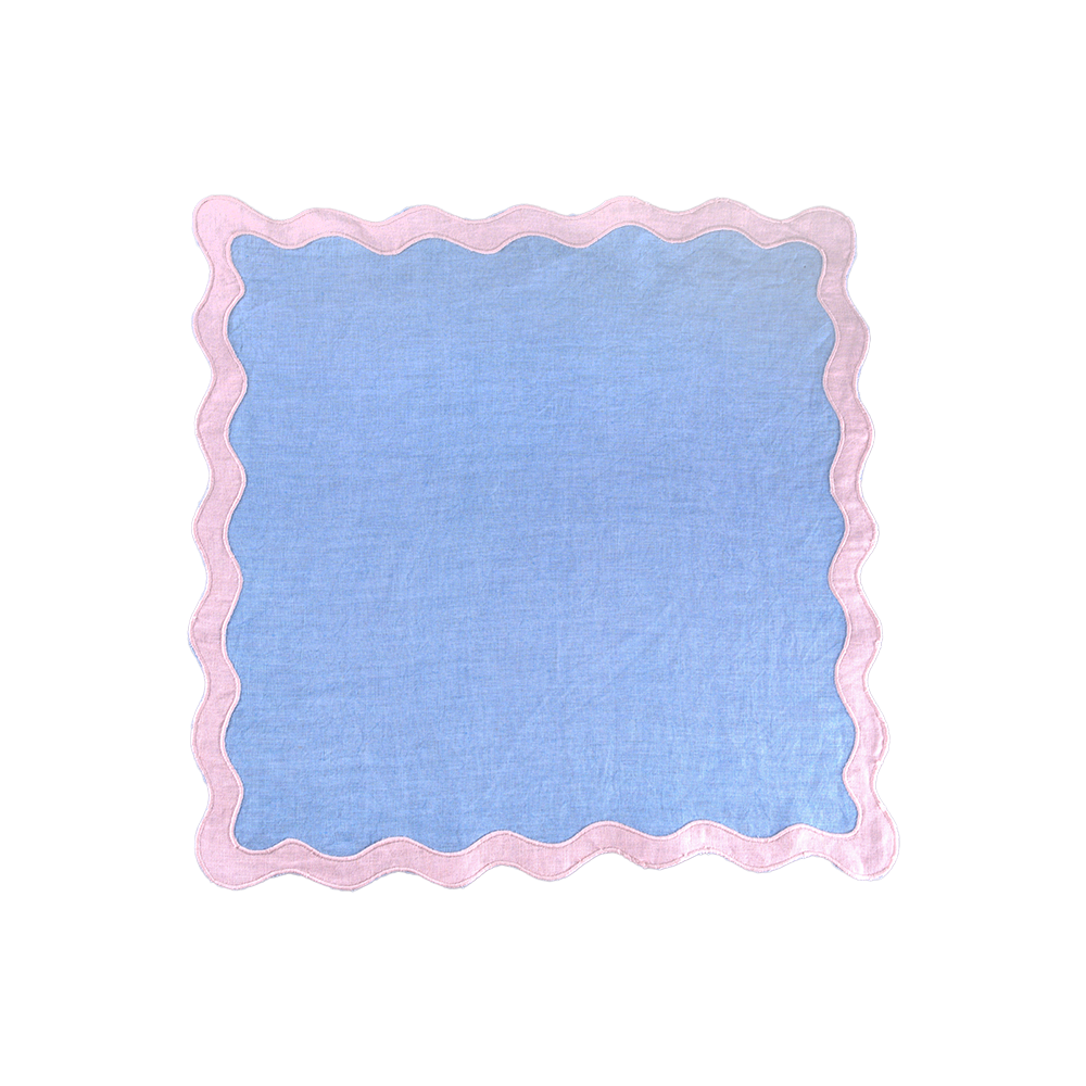 Scallop napkin- Pink & Blue