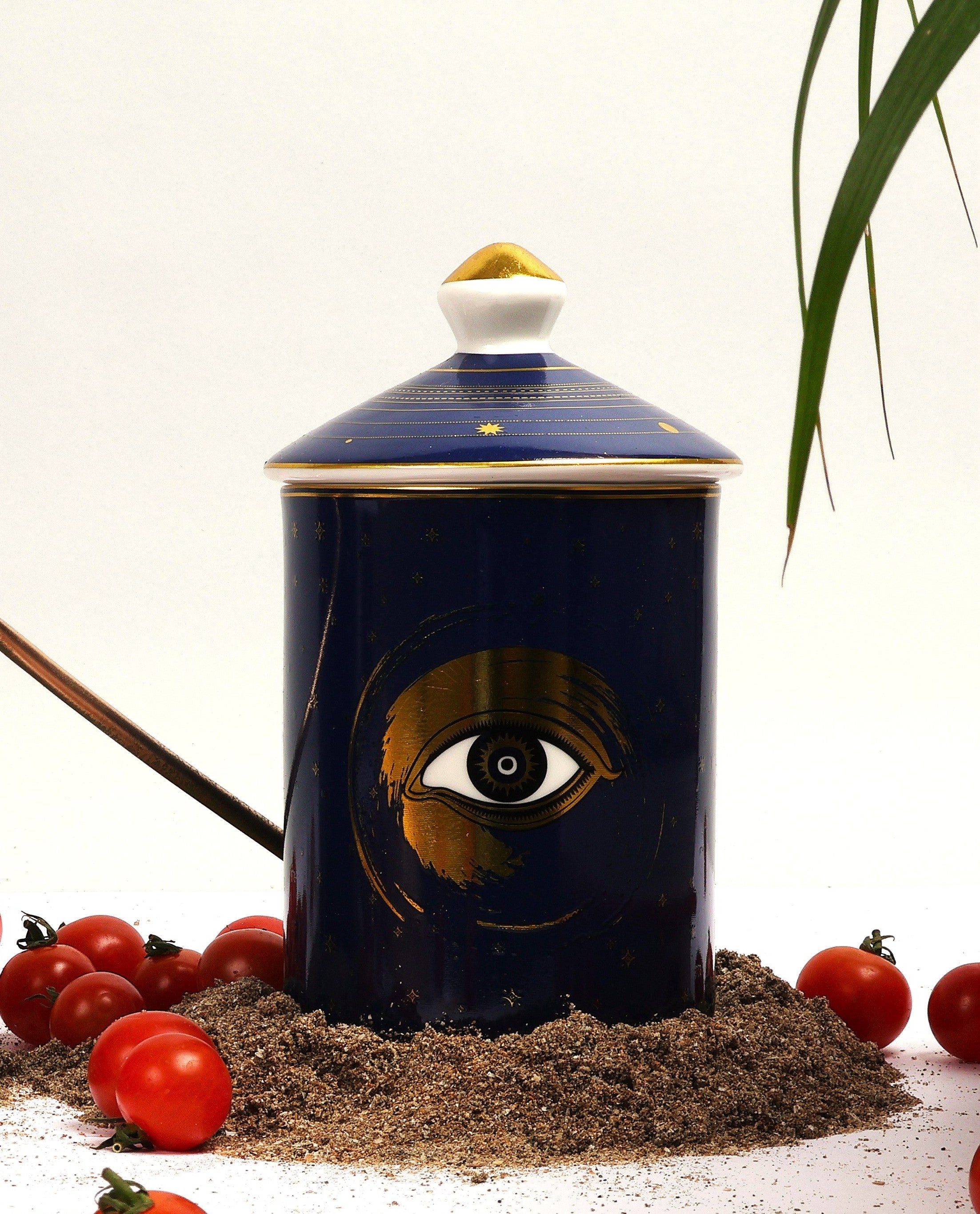 Evil eye Candleholder- Dark Blue Gold eye