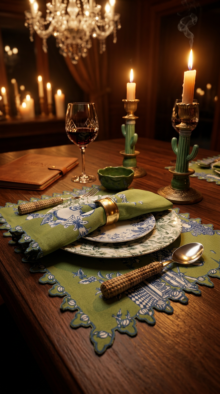 Chettinad placemat - Green & Teal Blue