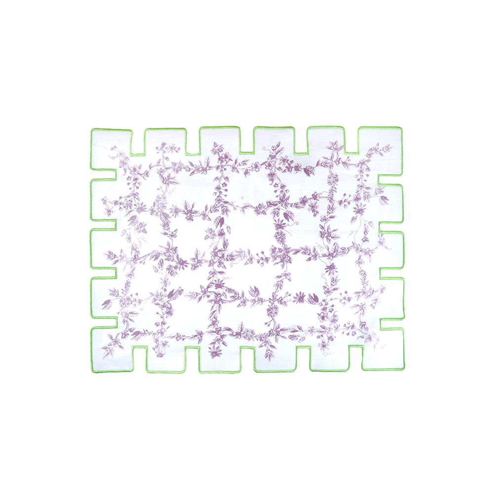 Jardin Linen Laminated Placemat- Light Green & Purple
