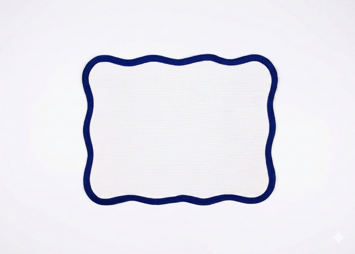 Scallop blue placemat and table napkin - Sokka Tableware
