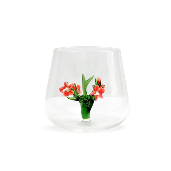 Drinking Glass Tumbler with Pink Flower Inside (300ML)