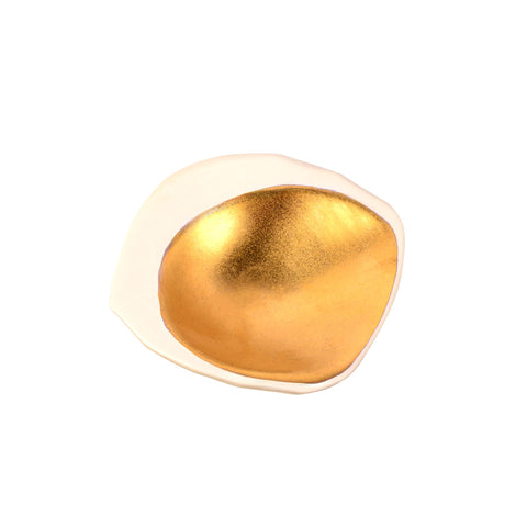 The Identity Porcelain Embossed Molten Inner Nut Bowl  with 24K Gold Small (4"x 4")