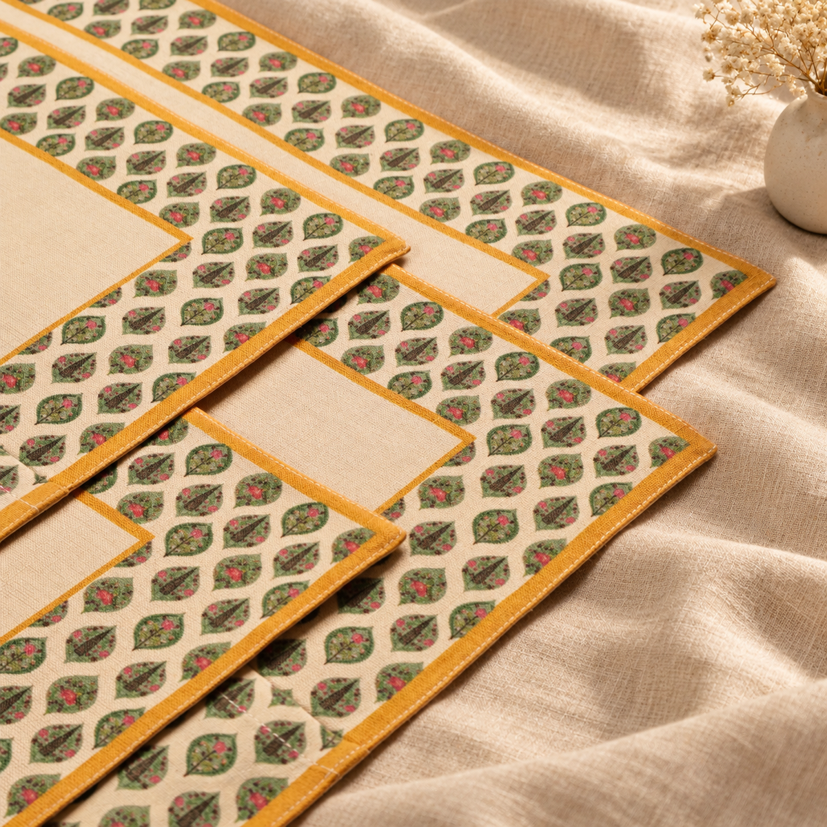 Ishara Pure Linen Placemat & Napkin Gift Set of 8