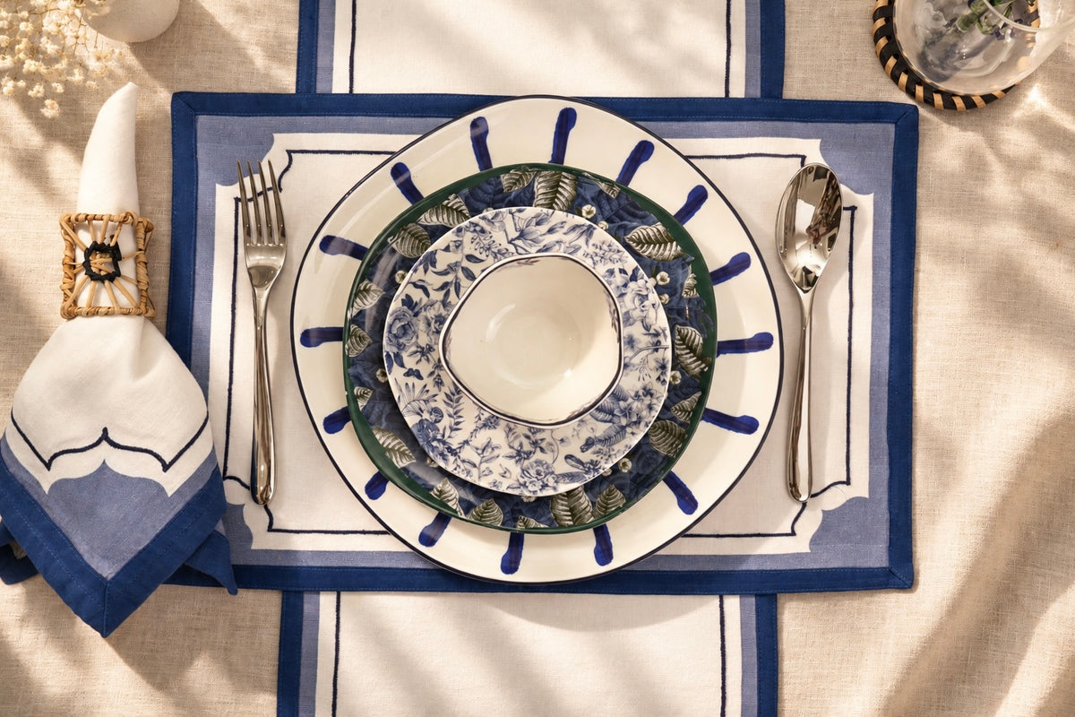 Maduram Pure Linen Placemat & Napkin Gift Set of 8