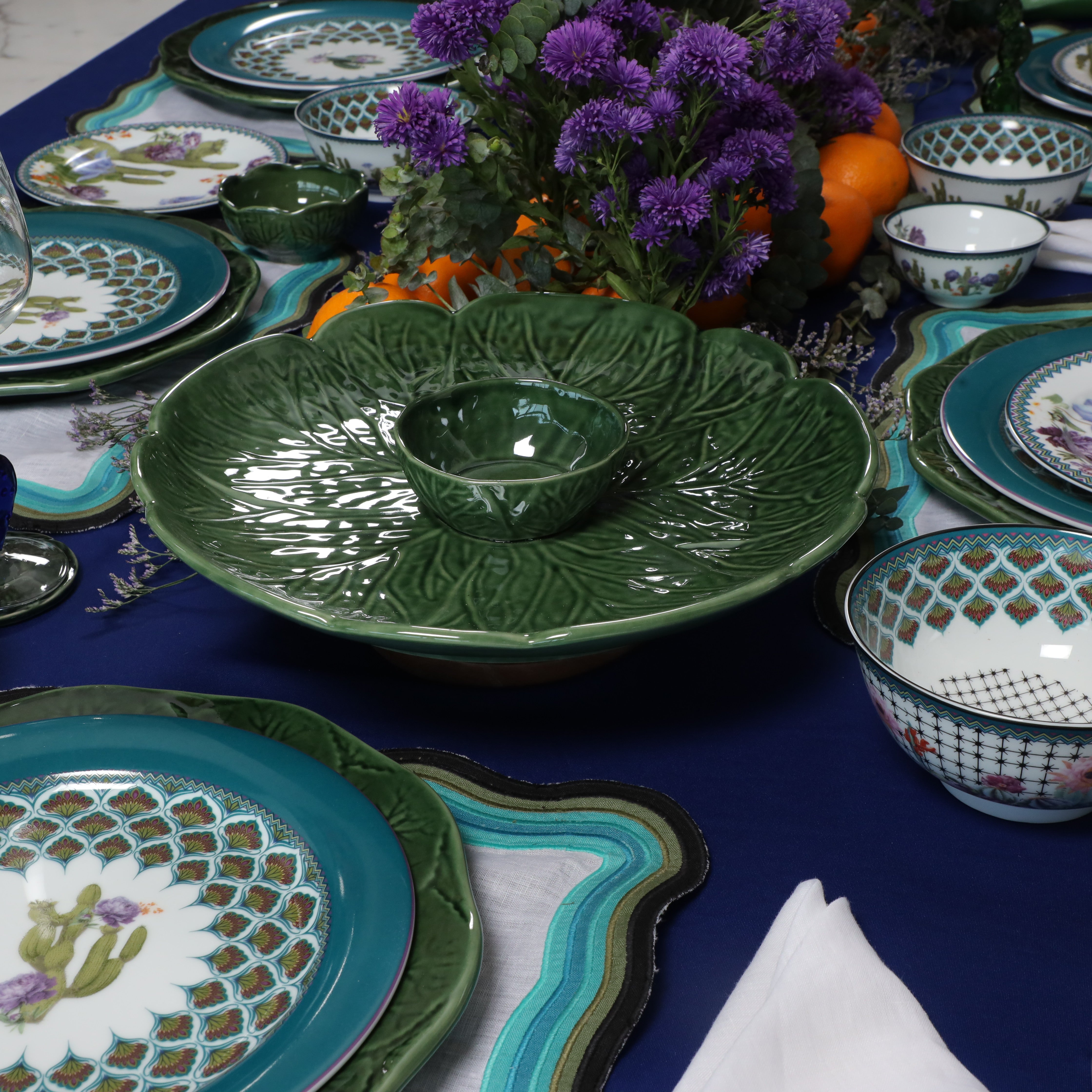 Mexican Clay Green Serving Dish with Dip