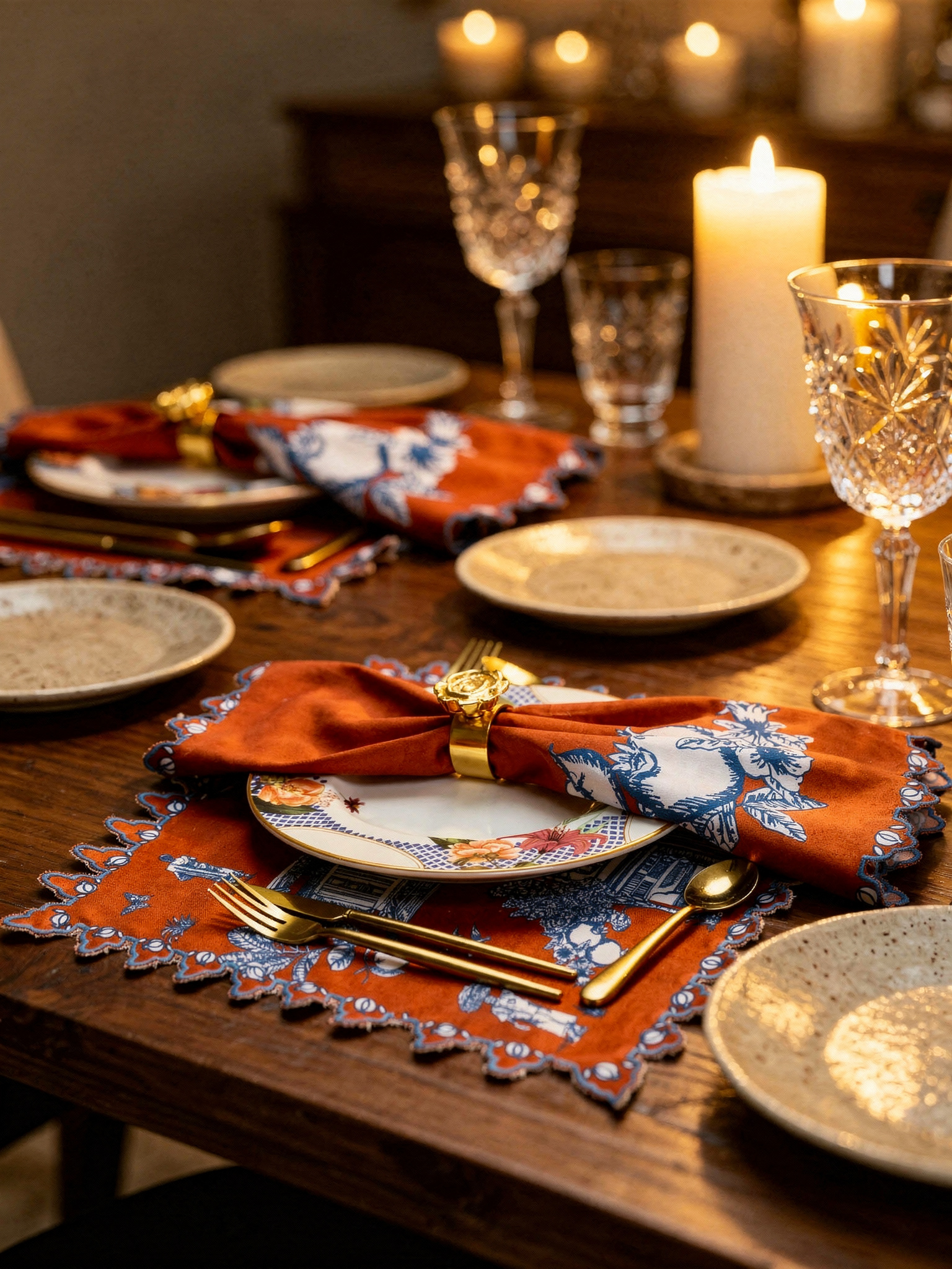 Chettinad placemat- Maroon & Teal Blue