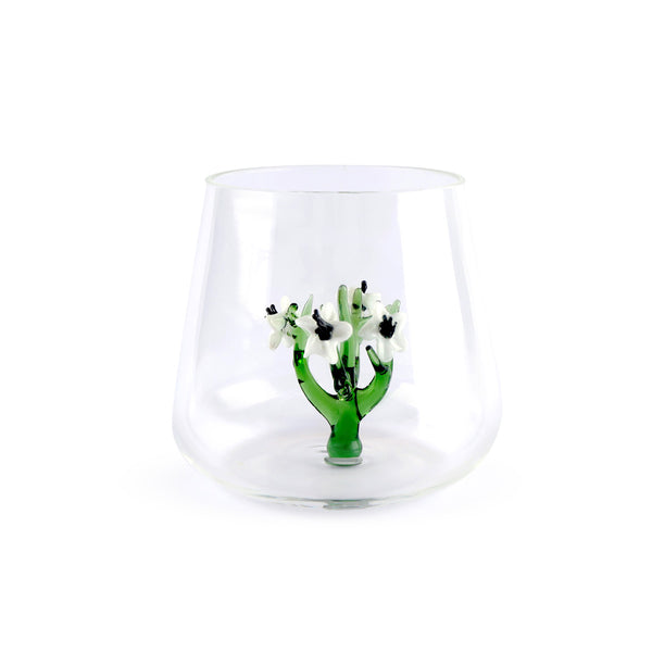 Drinking Glass Tumbler with White Flower Inside (300ML)