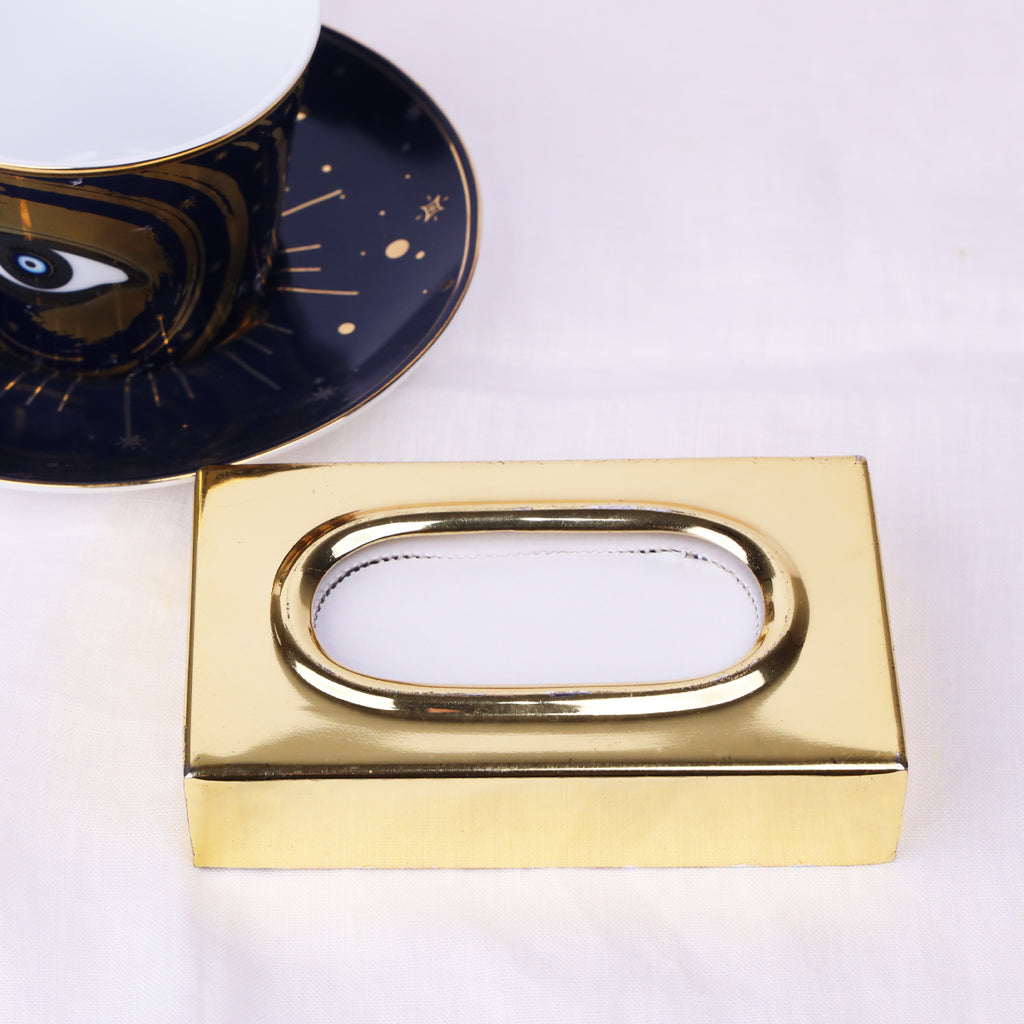 Mini Metal Tissue Holder Gold with Tissues