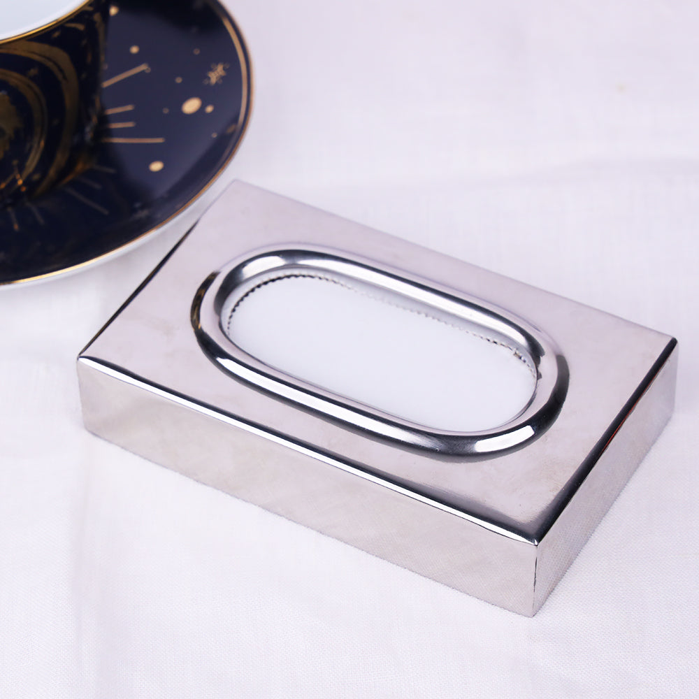 Mini Metal Tissue Holder Silver with Tissues