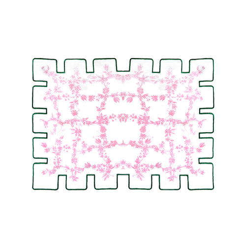 Jardin Linen Placemat- Green & Pink (W 18" * H 14")