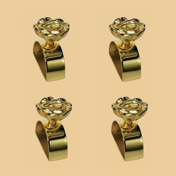 Victorian Romance Metal Golden Flower Napkin Ring (Dia 1.5 - Set of 4)