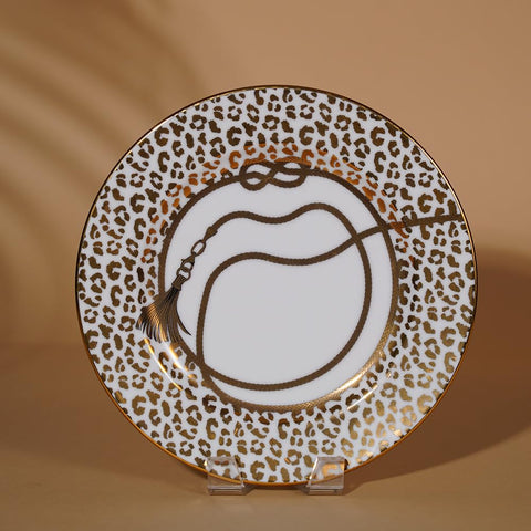 Safari Porcelain Printed Side Plate with 24K Gold Rim (dia 8”)