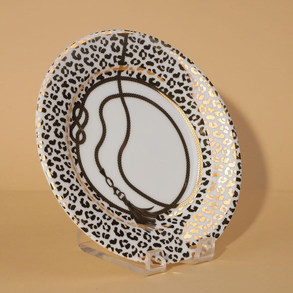 Safari Porcelain Printed Side Plate with 24K Gold Rim (dia 8”)