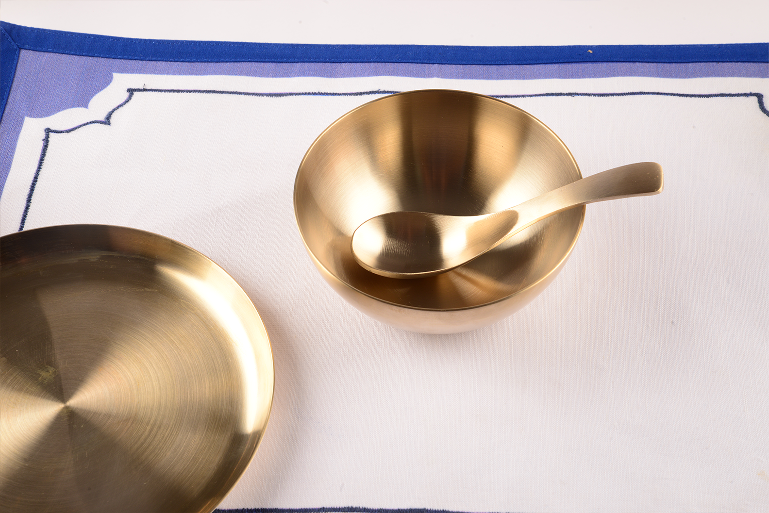 Kansa soup bowl with spoon 5"