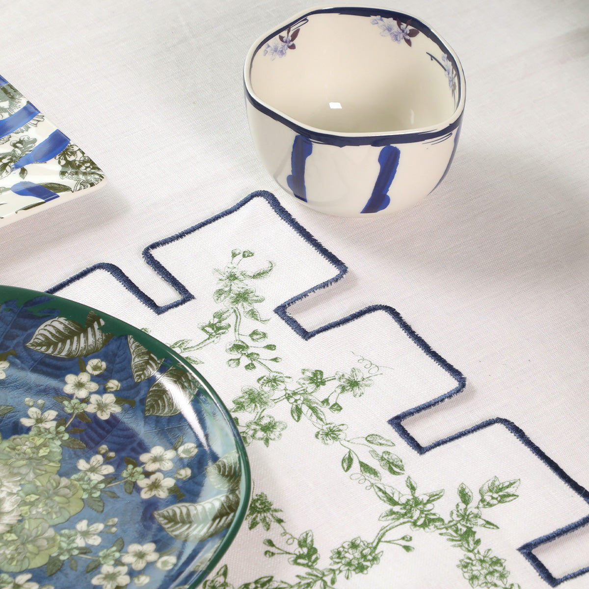Jardin Linen Placemat- Blue & Green
