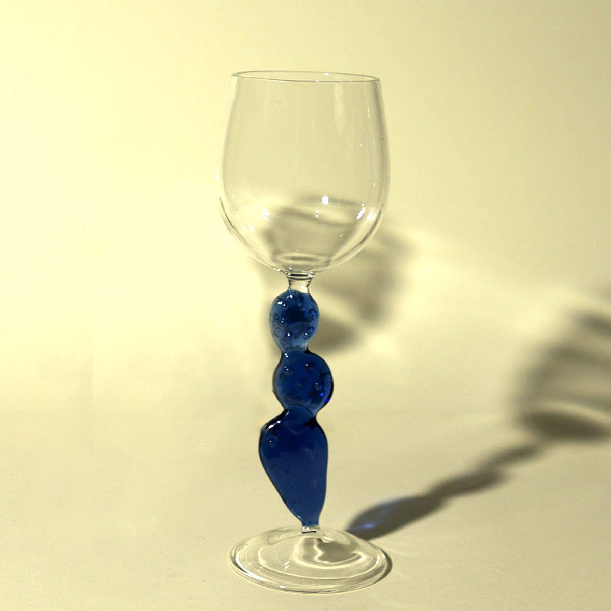 Mexican Wine Glass with Blue Cactus