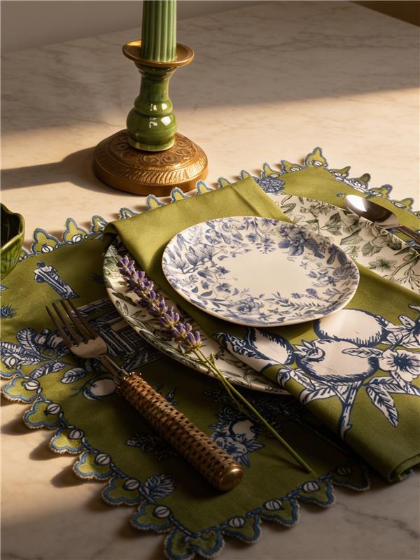 Chettinad placemat - Green & Teal Blue
