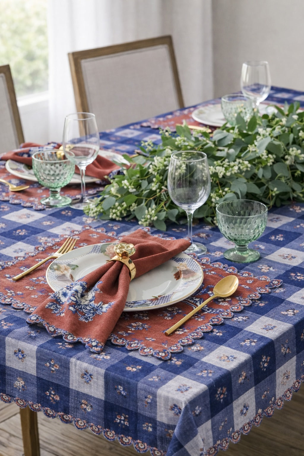 Chettinad placemat- Maroon & Teal Blue