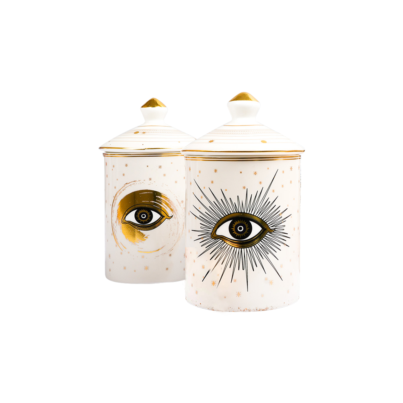 Evil Eye Candleholders- Beige Set of 2